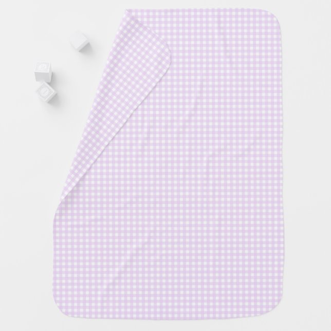 F & L Pastel Purple Gingham Baby Blanket (In Situ)