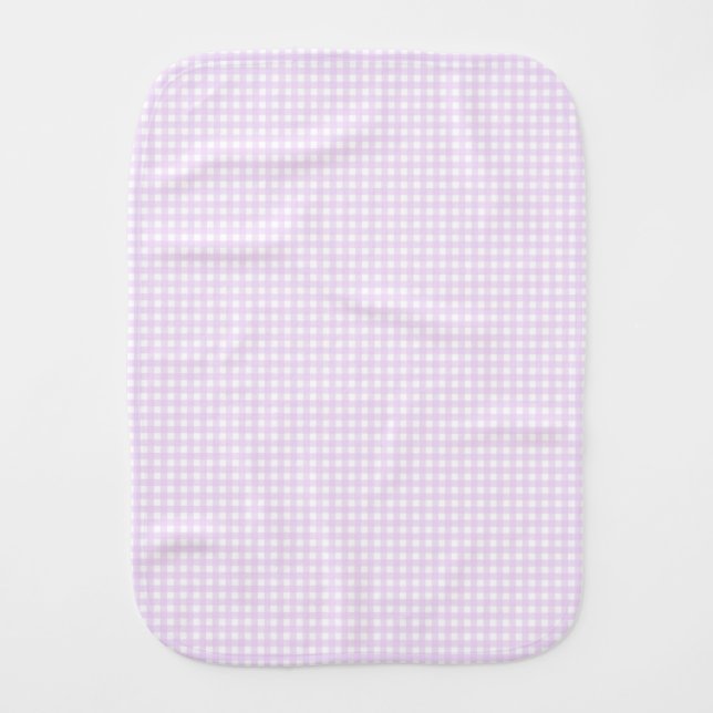 F & L Pastel Purple Gingham Baby Burp Cloth (Front)