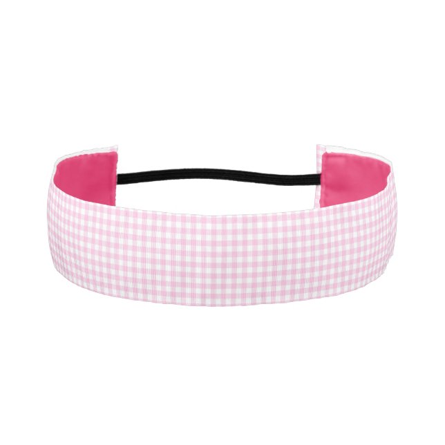 F & L Pink Gingham Athletic Headband (Front)