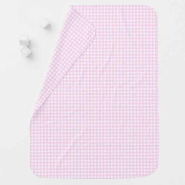 F & L Pink Gingham Baby Blanket (In Situ)