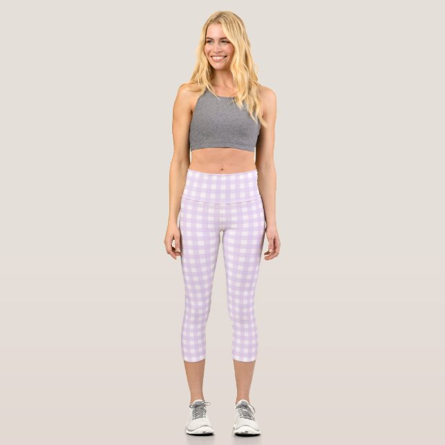 F & L Purple Gingham Capri Leggings (Front)