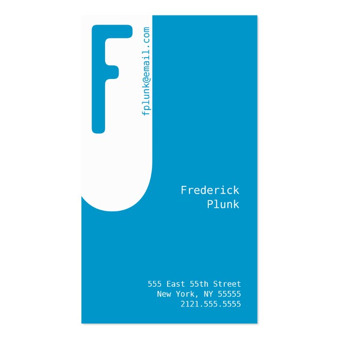 F Letter Alphabet Business Card Blue