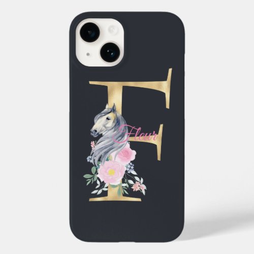 F letter personalized name monogram with horse   Case_Mate iPhone 14 case