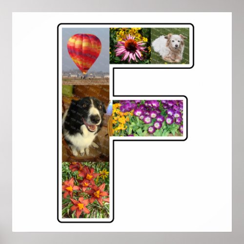F Monogram Create Your Own 6 Custom Photo Collage Poster