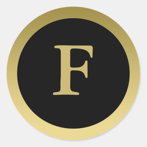 F  Monogram F Elegant Gold and Black Sticker