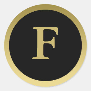 F :: Monogram F Elegant Gold and Black Sticker