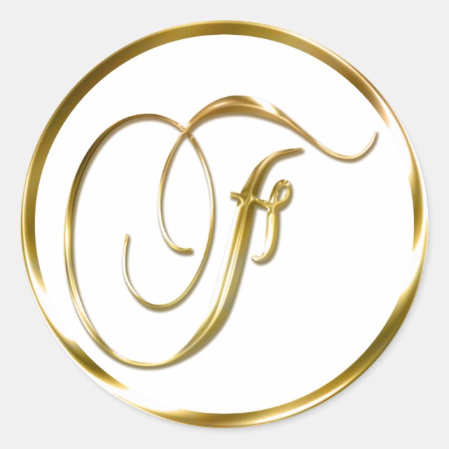 F Monogram Faux Gold Envelope Or Favor Seal (Front)