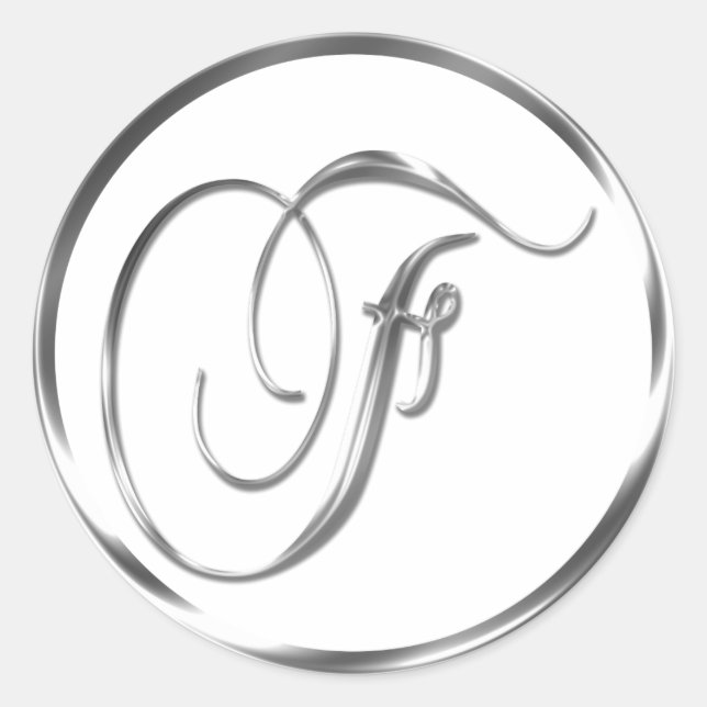 F Monogram Faux Silver Envelope Or Favor Seal (Front)