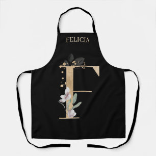 F Monogram Floral Personalized Apron