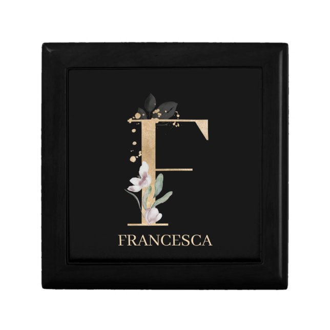 F Monogram Floral Personalized Gift Box (Front)