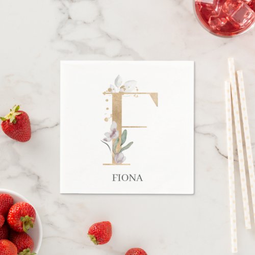 F Monogram Floral Personalized Napkins