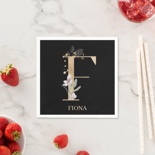 F Monogram Floral Personalized Napkins