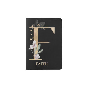 F Monogram Floral Personalized Passport Holder