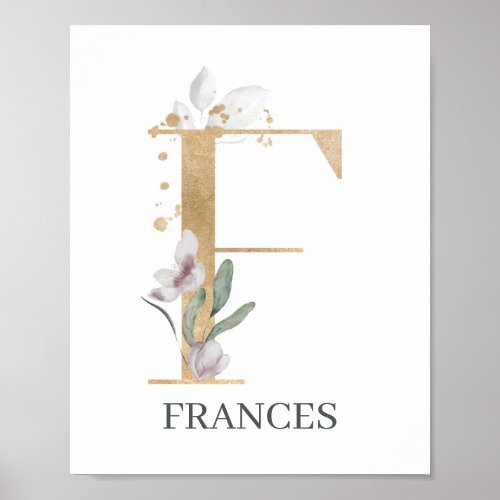 F Monogram Floral Personalized Poster