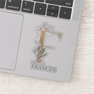 F Monogram Floral Personalized Sticker