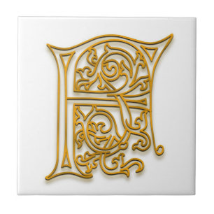 F Monogram "Irish Gold" Ceramic Tile