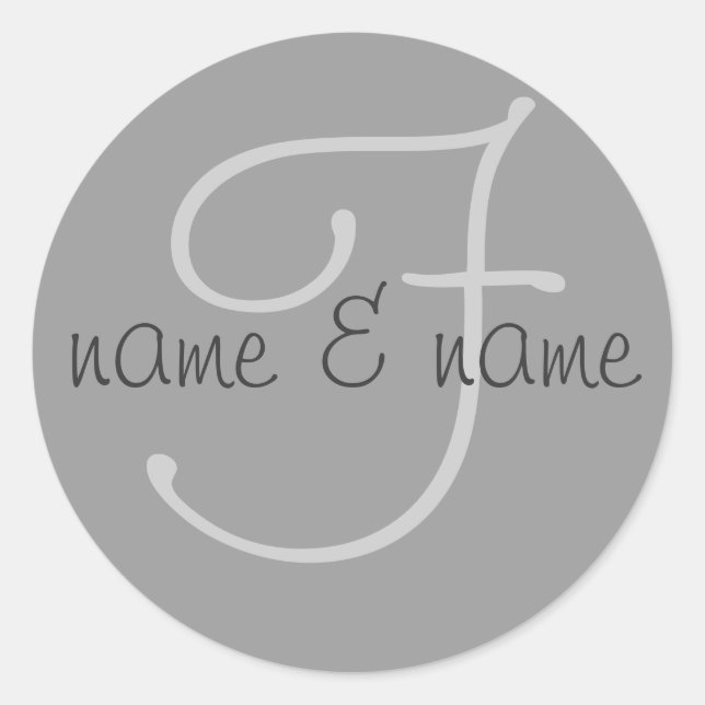 "F" monogram label - personalize first names (Front)