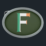 F Monogram overlaid on Irish Flag bbcnt Belt Buckle<br><div class="desc">F Monogram overlaid on Irish Flag Belt Buckle

Design © Trinkets and Things 2017 - AHP Design. All Rights Reserved.</div>