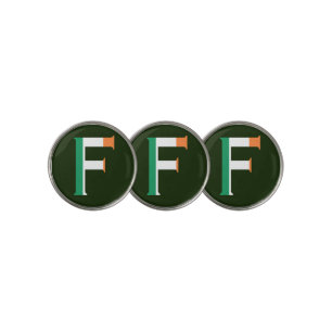 F Monogram overlaid on Irish Flag bmcnt Golf Ball Marker