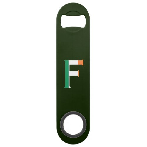 F Monogram overlaid on Irish Flag bocn Bar Key