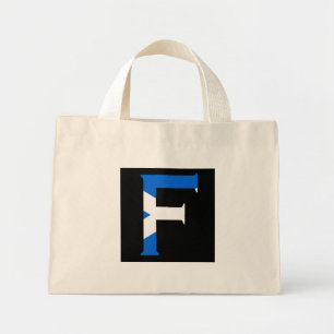 F Monogram overlaid on Scottish Flag itt Mini Tote Bag
