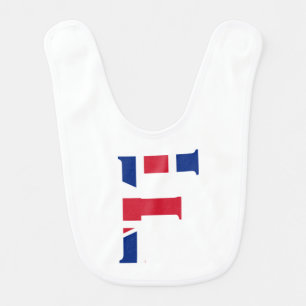 F Monogram overlaid on Union Jack Flag bbcnt Baby Bib