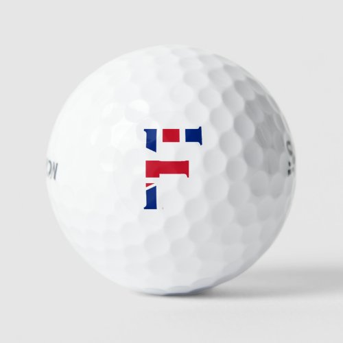 F Monogram overlaid on Union Jack Flag ssf gbcnt Golf Balls