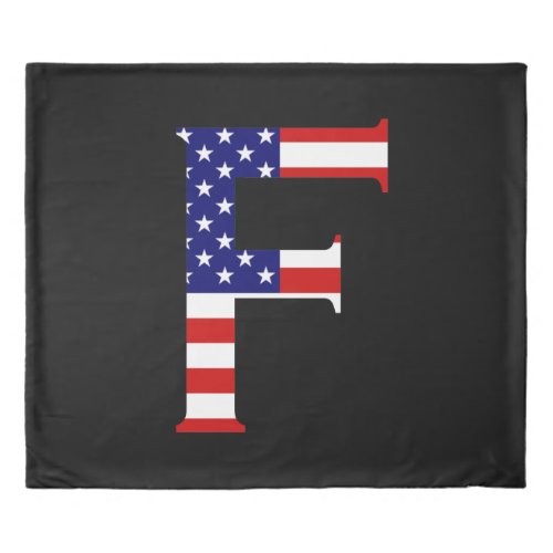 F Monogram overlaid on USA Flag kccnt Duvet Cover