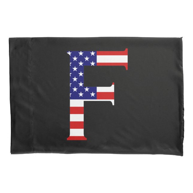 F Monogram overlaid on USA Flag pccnt Pillow Case (Front)