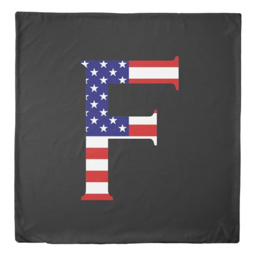 F Monogram overlaid on USA Flag qccnt Duvet Cover