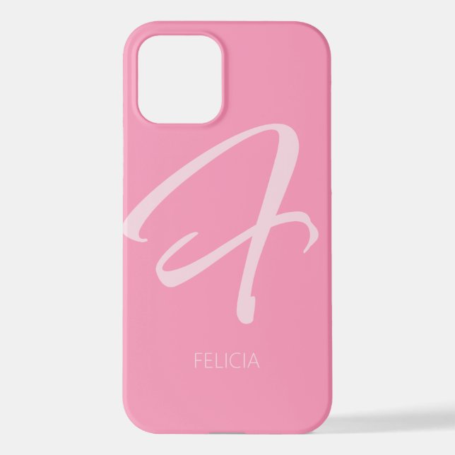 F Monogram Personalized Pink iPhone Case (Back)