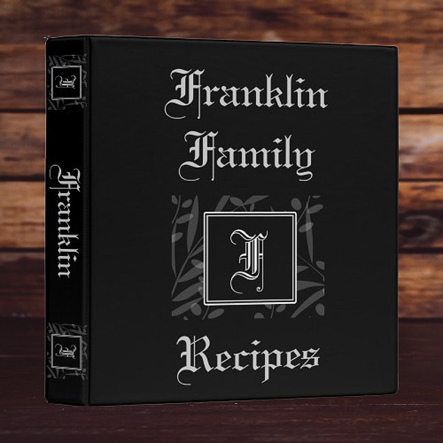F Monogram Recipe Book 3 Ring Binder (F Monogram Recipe Book Binder)