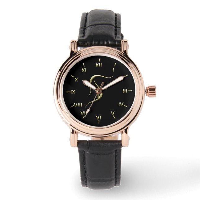 F Monogrammed with Roman Numerals Watch (Front)
