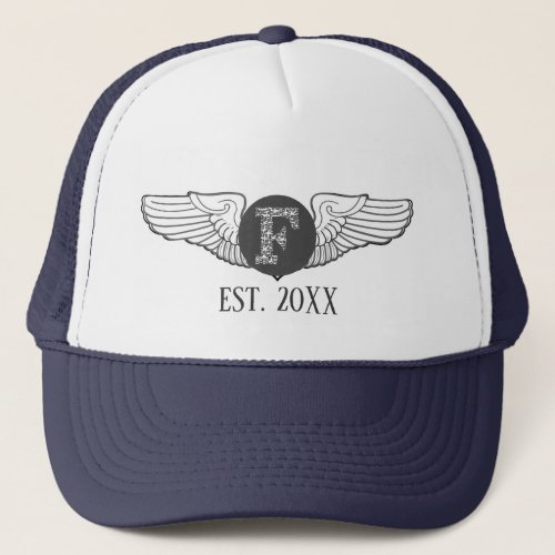 F Personalized Monogram Aviation Pilot Wings Trucker Hat