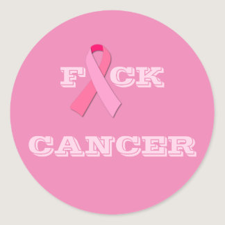 F "Pink Ribbon" CK CANCER Classic Round Sticker