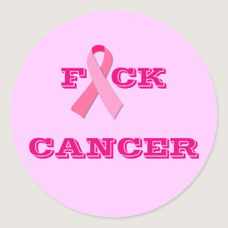 F "Pink Ribbon" CK CANCER Classic Round Sticker