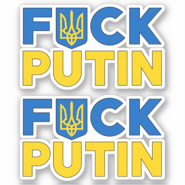 F Putin anti Putin puck futin Ukraine flag  Sticker (Front)