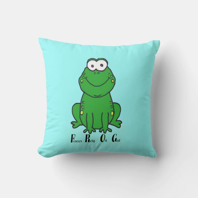 F.R.O.G (Forever Rely On God) Throw Pillow (Front)