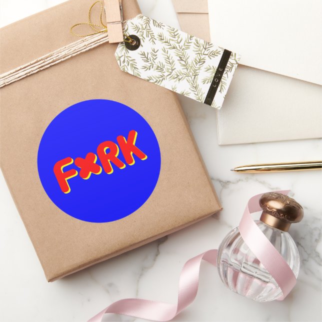F*RK - Playful Censored Fork Design No 2 Classic Round Sticker (Gifting)