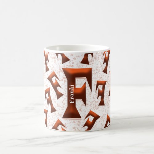 F Rust Orange Monogram Modern Typography Cute 3D C Coffee Mug