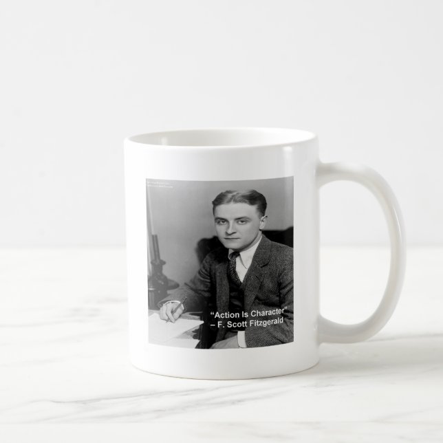 F Scott Fitzgerald "Action Is Character" Gifts Coffee Mug (Right)