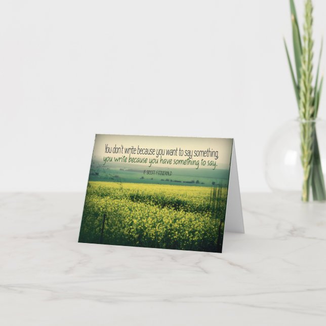 F. Scott Fitzgerald Inspirational Quote "Write" Letterpress Thank You Card (Front)