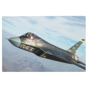 F Stealth Fighter Jet – Futuristic Military Air Metal Print