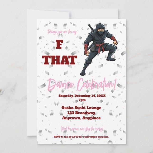 F that Ninja Divorce Party Invitation (Front)