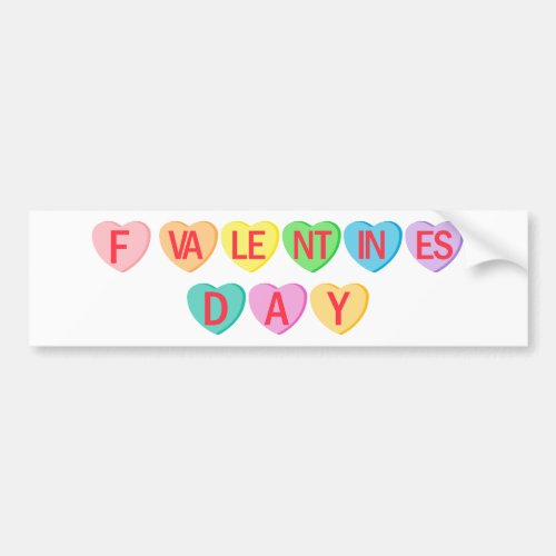 F VALENTINES DAY _ Candy Hearts Banner Bumper Sticker