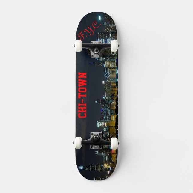 F.Y.C. CHI-TOWN Skyline Skateboard Deck (Front)