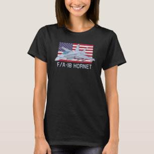 Fa 18 Hornet Jet Fighter Plane American Flag T-Shirt