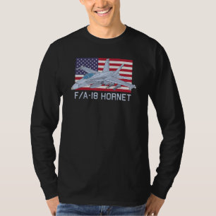 Fa 18 Hornet Jet Fighter Plane American Flag T-Shirt