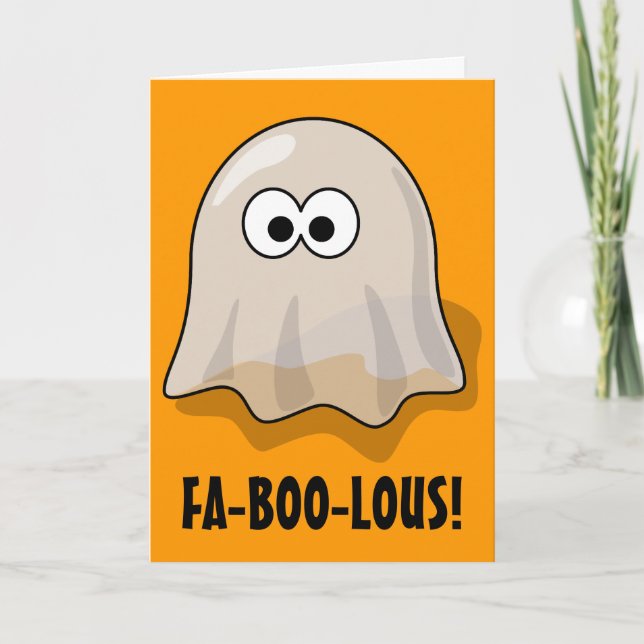 FA-BOO-Lous Cute Cartoon Halloween Ghost Card (Front)