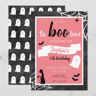 Fa"boo"lous Girls Birthday Ghost Halloween Invitat Invitation